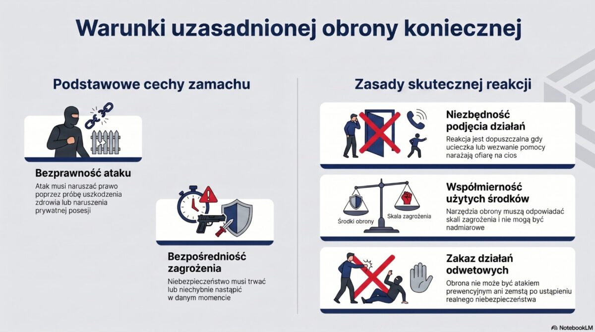 Warunki uzasadnionej obrony koniecznej - infografika